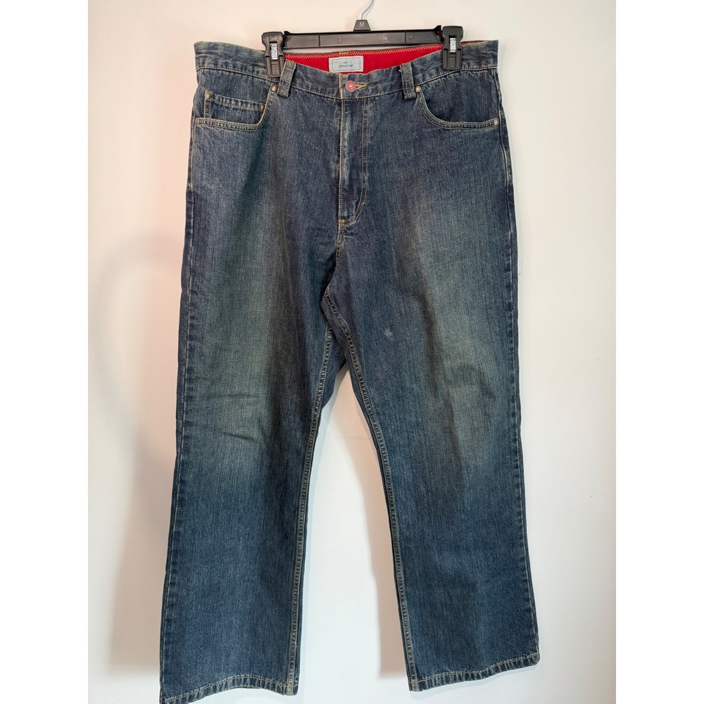 Dockers Mens Relaxed Fit Jeans 36x30 Blue Denim Medium Wash Red Trim